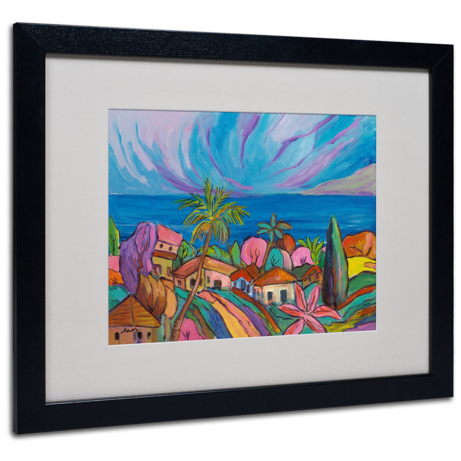 Manor Shadian Houses Under a Purple Sky Black Wooden Framed Art 18 x 22 Inches Image 1
