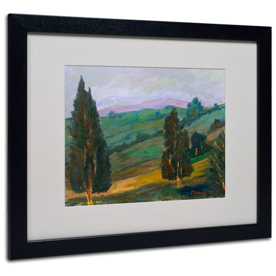 Manor Shadian Evergreens on Green Slope Black Wooden Framed Art 18 x 22 Inches Image 1