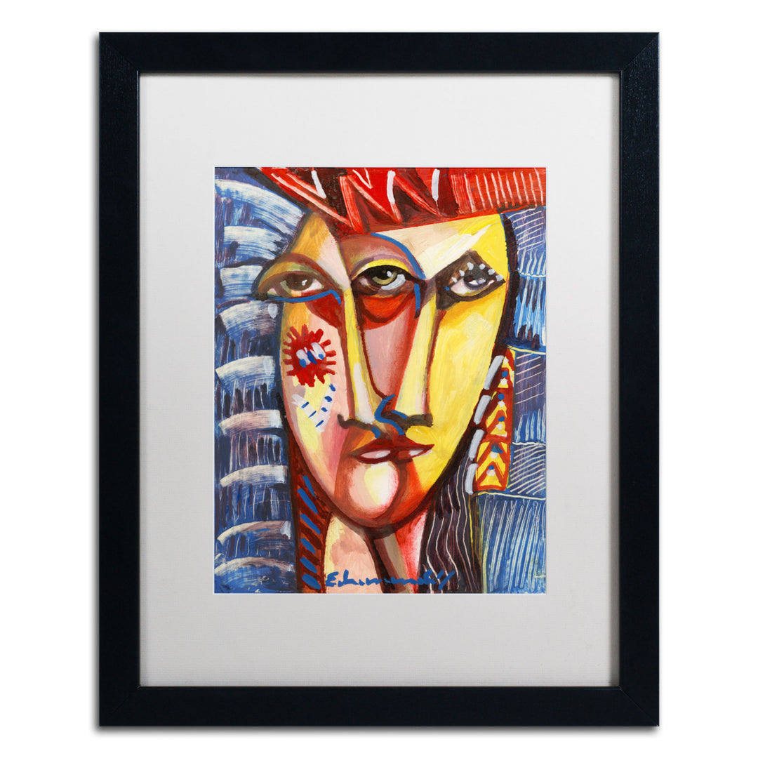 Echemerdia Man with Red Hat Black Wooden Framed Art 18 x 22 Inches Image 1