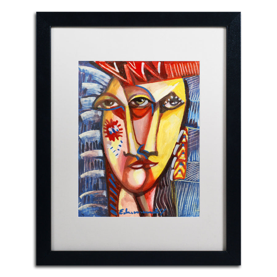Echemerdia Man with Red Hat Black Wooden Framed Art 18 x 22 Inches Image 1