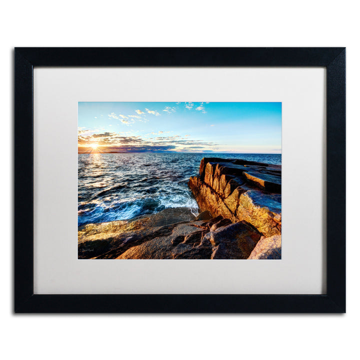 David Ayash Sunrise Over the Atlantic in Maine Black Wooden Framed Art 18 x 22 Inches Image 1