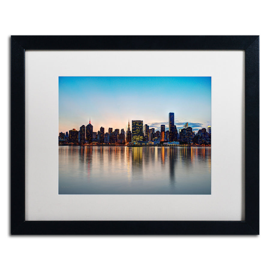 David Ayash Midtown NYC Over the East River-I Black Wooden Framed Art 18 x 22 Inches Image 1