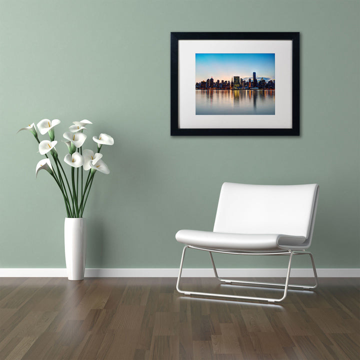 David Ayash Midtown NYC Over the East River-I Black Wooden Framed Art 18 x 22 Inches Image 2