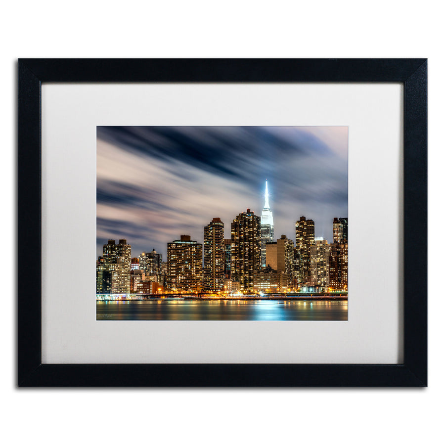 David Ayash Midtown Over the East River-V Black Wooden Framed Art 18 x 22 Inches Image 1