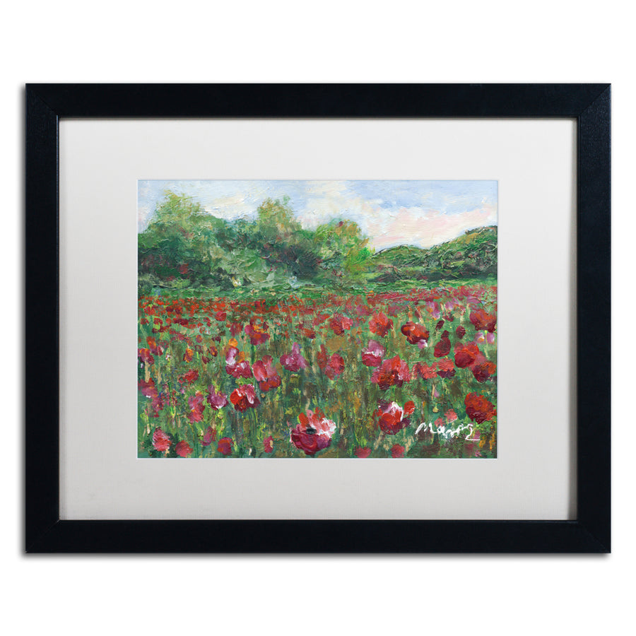 Manor Shadian Poppy Field Wood Black Wooden Framed Art 18 x 22 Inches Image 1