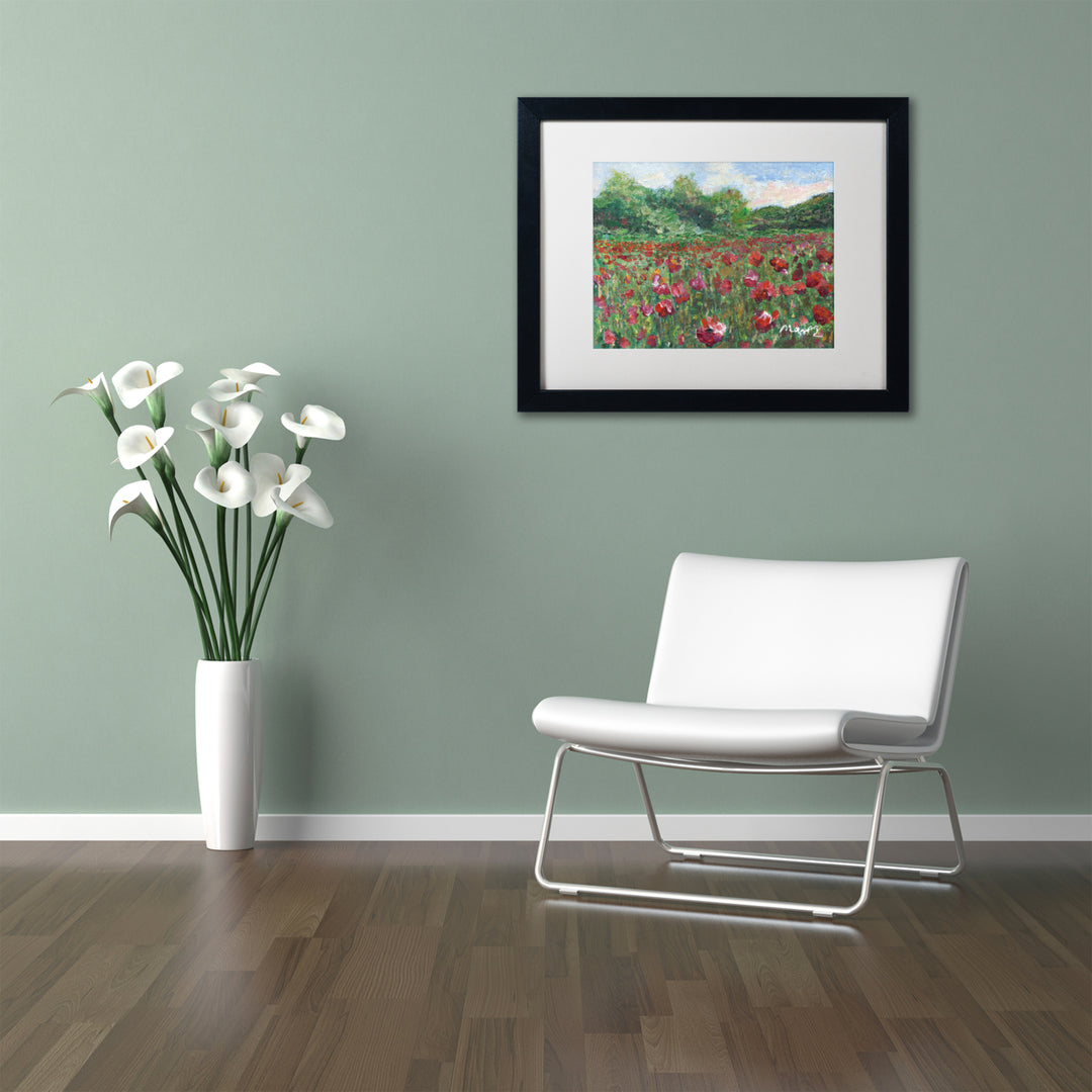 Manor Shadian Poppy Field Wood Black Wooden Framed Art 18 x 22 Inches Image 2