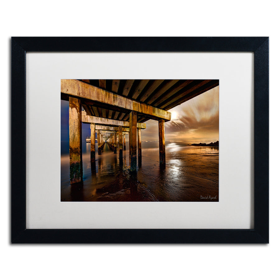 David Ayash Coney Island Pier by Moonlight Black Wooden Framed Art 18 x 22 Inches Image 1