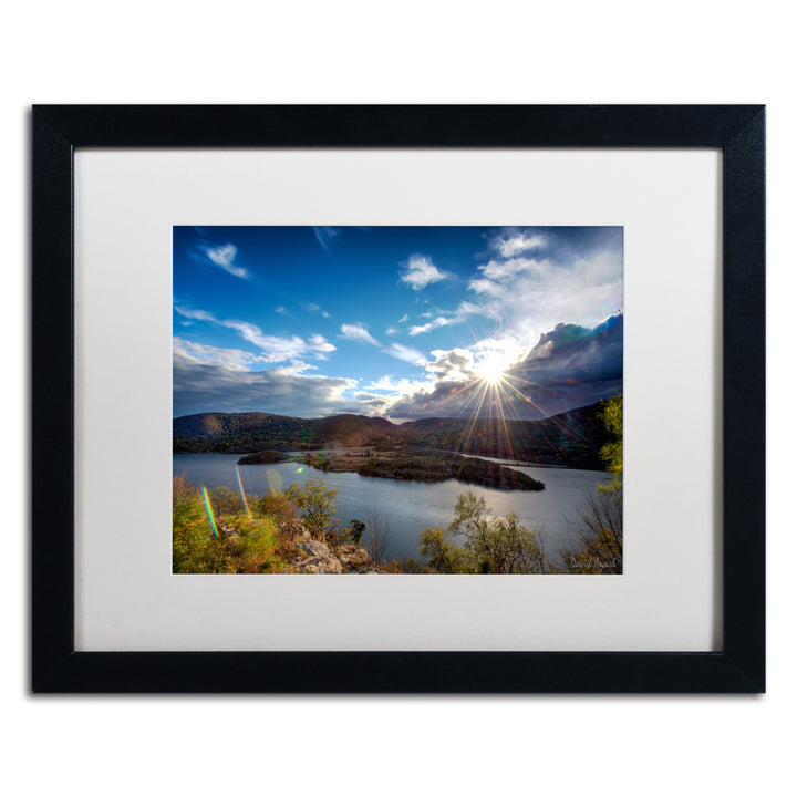 David Ayash Sunset Over the Hudson Black Wooden Framed Art 18 x 22 Inches Image 1
