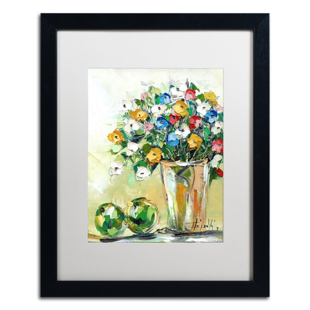 Hai Odelia Spring Flowers in a Vase 5 Black Wooden Framed Art 18 x 22 Inches Image 1