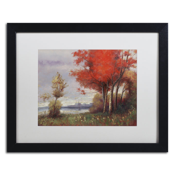 Daniel Moises Landscape with Red Trees Black Wooden Framed Art 18 x 22 Inches Image 1