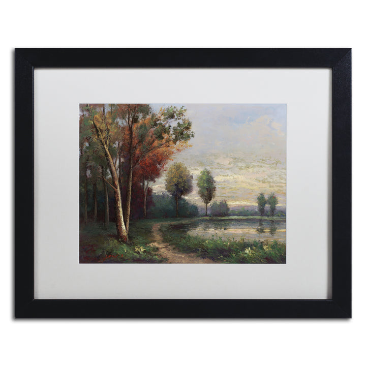 Daniel Moises Landscape with a Lake Black Wooden Framed Art 18 x 22 Inches Image 1