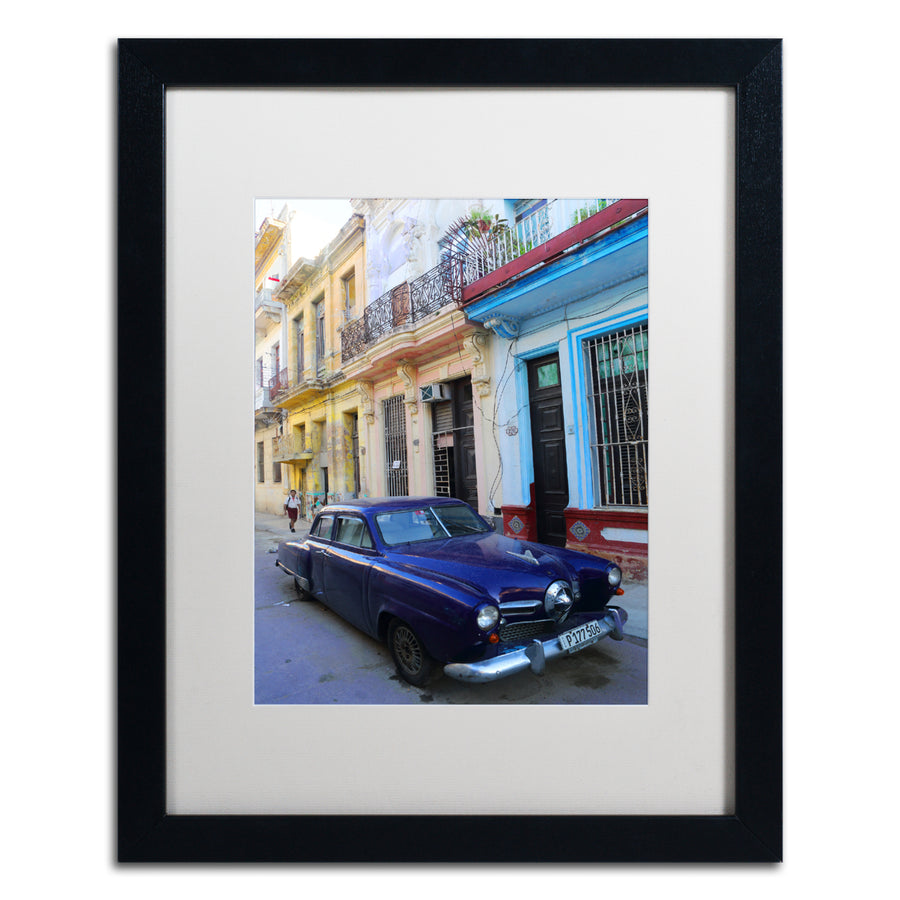 Masters Fine Art Vatage Blue Studebaker in Havana Black Wooden Framed Art 18 x 22 Inches Image 1