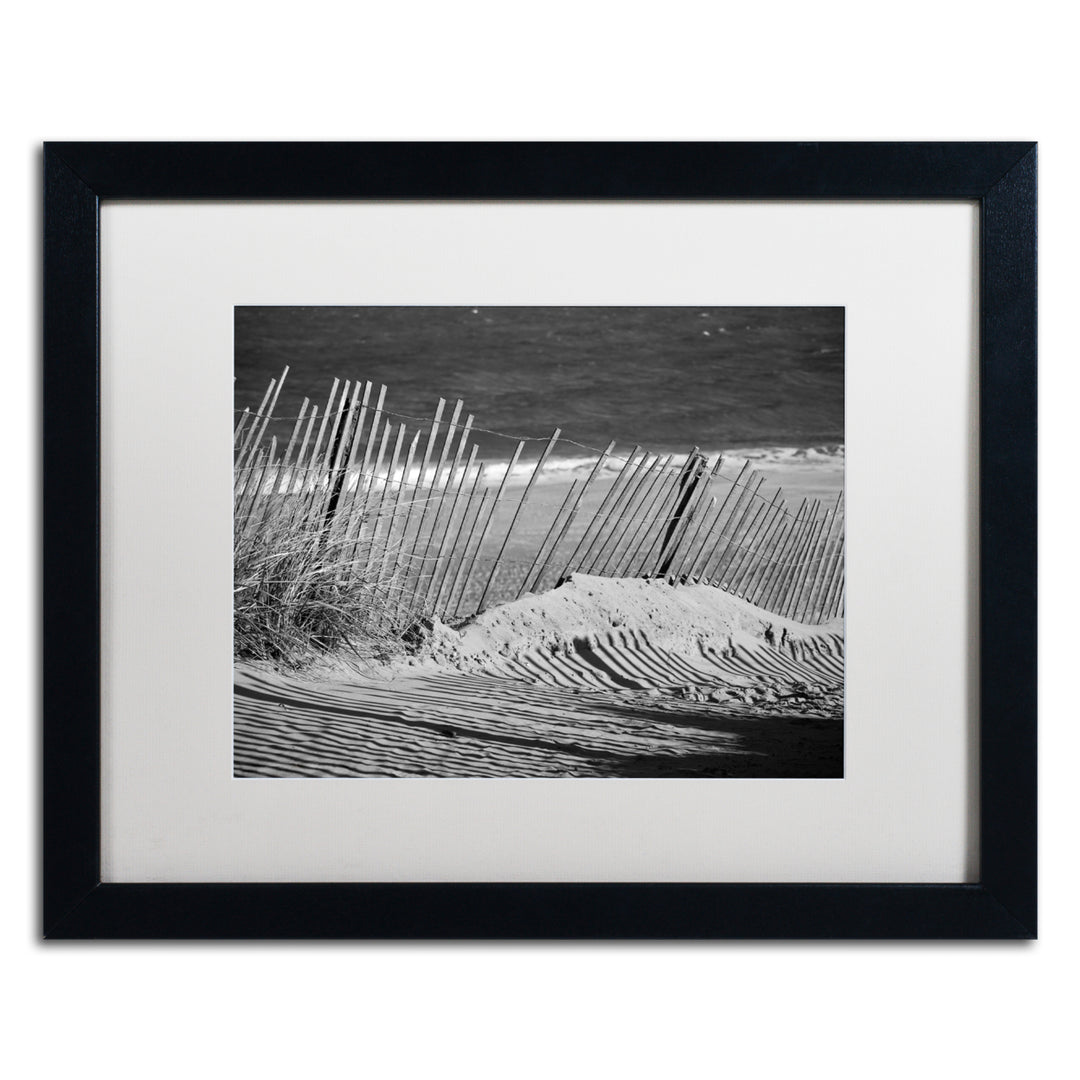 PIPA Fine Art Sandy Beach Fence Black Wooden Framed Art 18 x 22 Inches Image 1