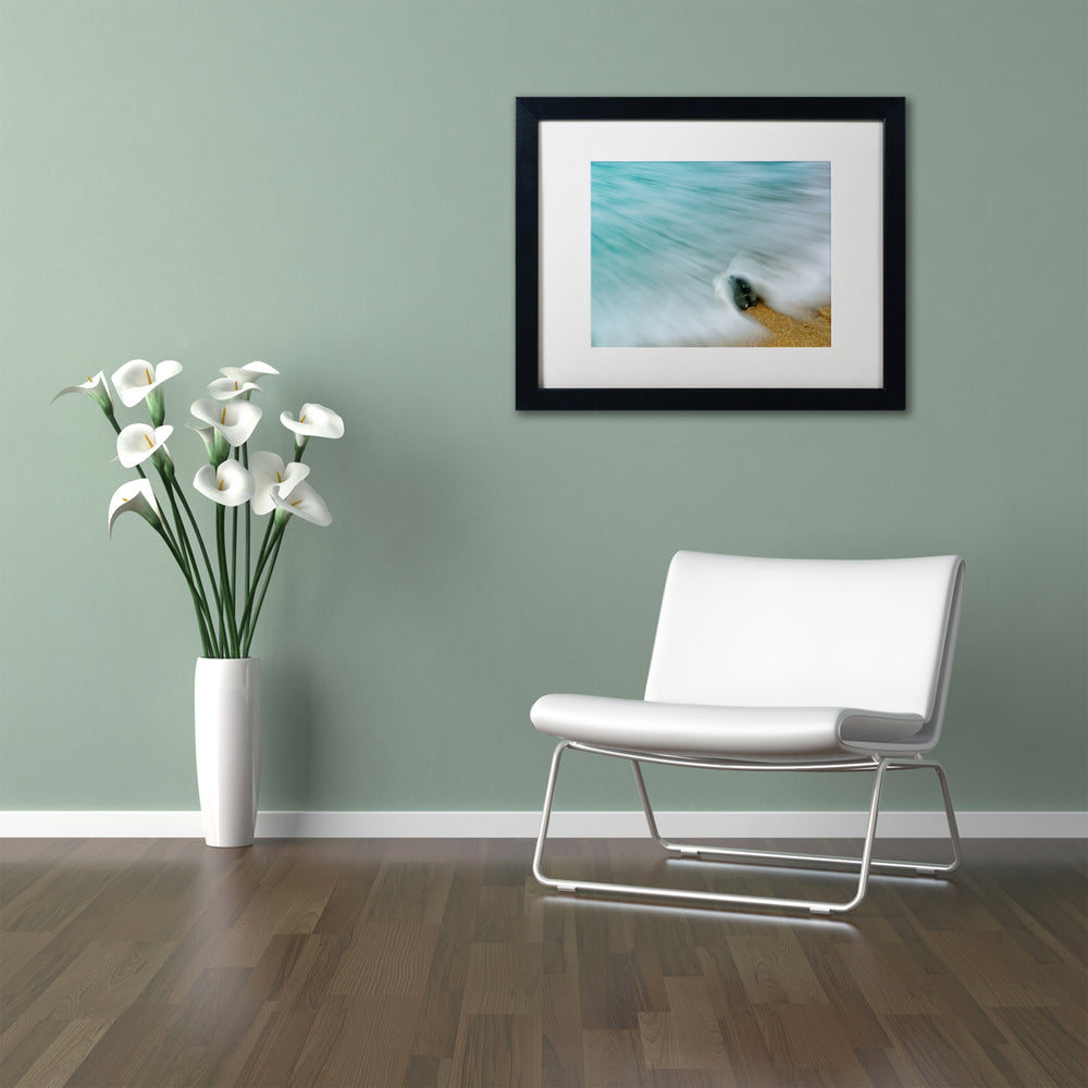 PIPA Fine Art Whelk Seashell and Misty Wave Black Wooden Framed Art 18 x 22 Inches Image 2