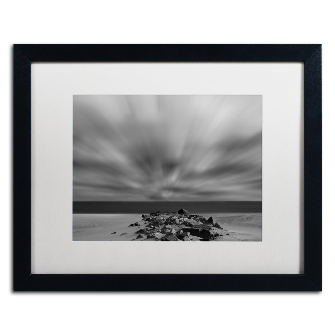 PIPA Fine Art Windy Beach Black Wooden Framed Art 18 x 22 Inches Image 1