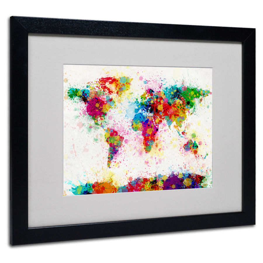 Michael Tompsett World Map - Paint Black Wooden Framed Art 18 x 22 Inches Image 1