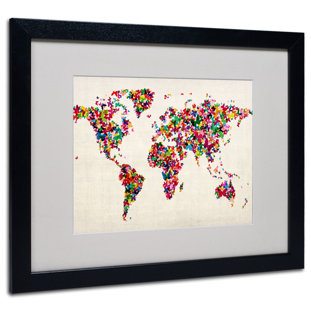 Michael Tompsett Butterfly World Map Black Wooden Framed Art 18 x 22 Inches Image 1