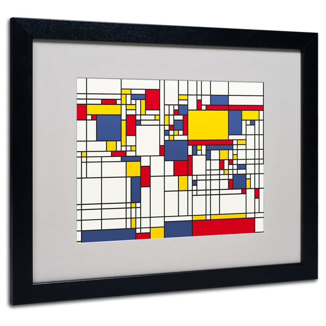 Michael Tompsett Mondrian World Map Black Wooden Framed Art 18 x 22 Inches Image 1