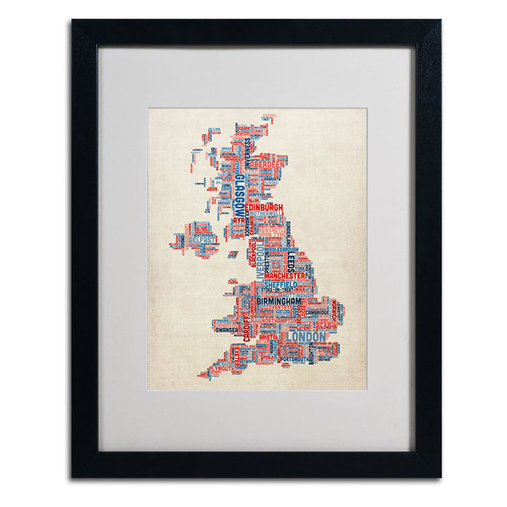 Michael Tompsett UK - Cities Text Map Black Wooden Framed Art 18 x 22 Inches Image 2