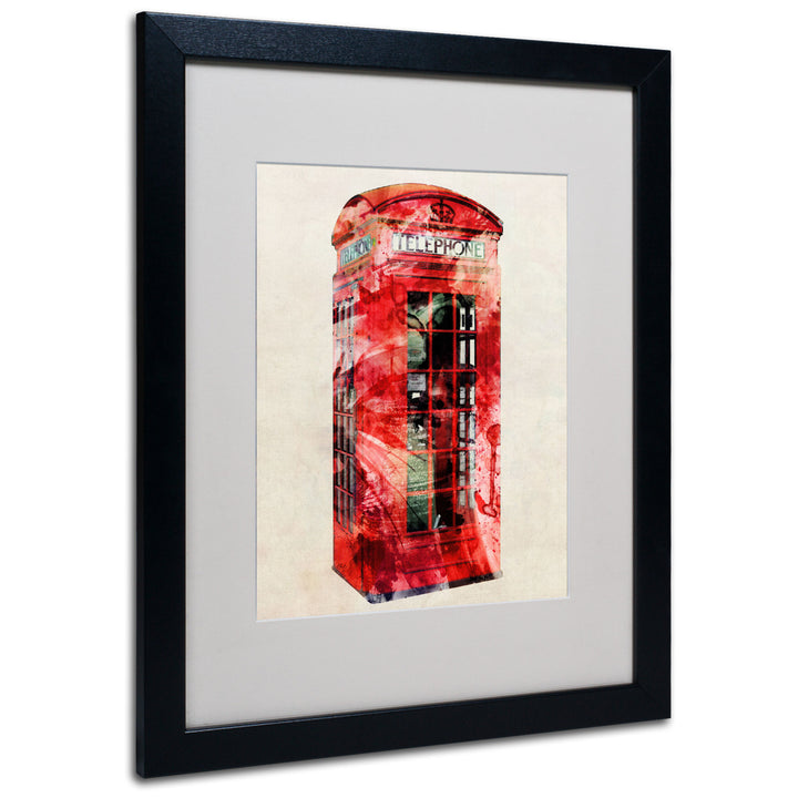 Michael Tompsett Telephone Box Black Wooden Framed Art 18 x 22 Inches Image 1