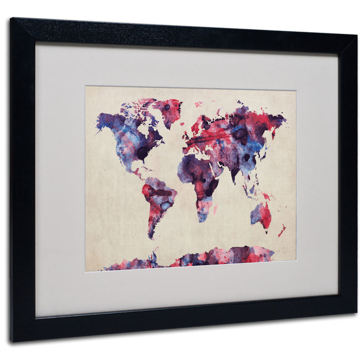 Michael Tompsett Watercolor Map Black Wooden Framed Art 18 x 22 Inches Image 1