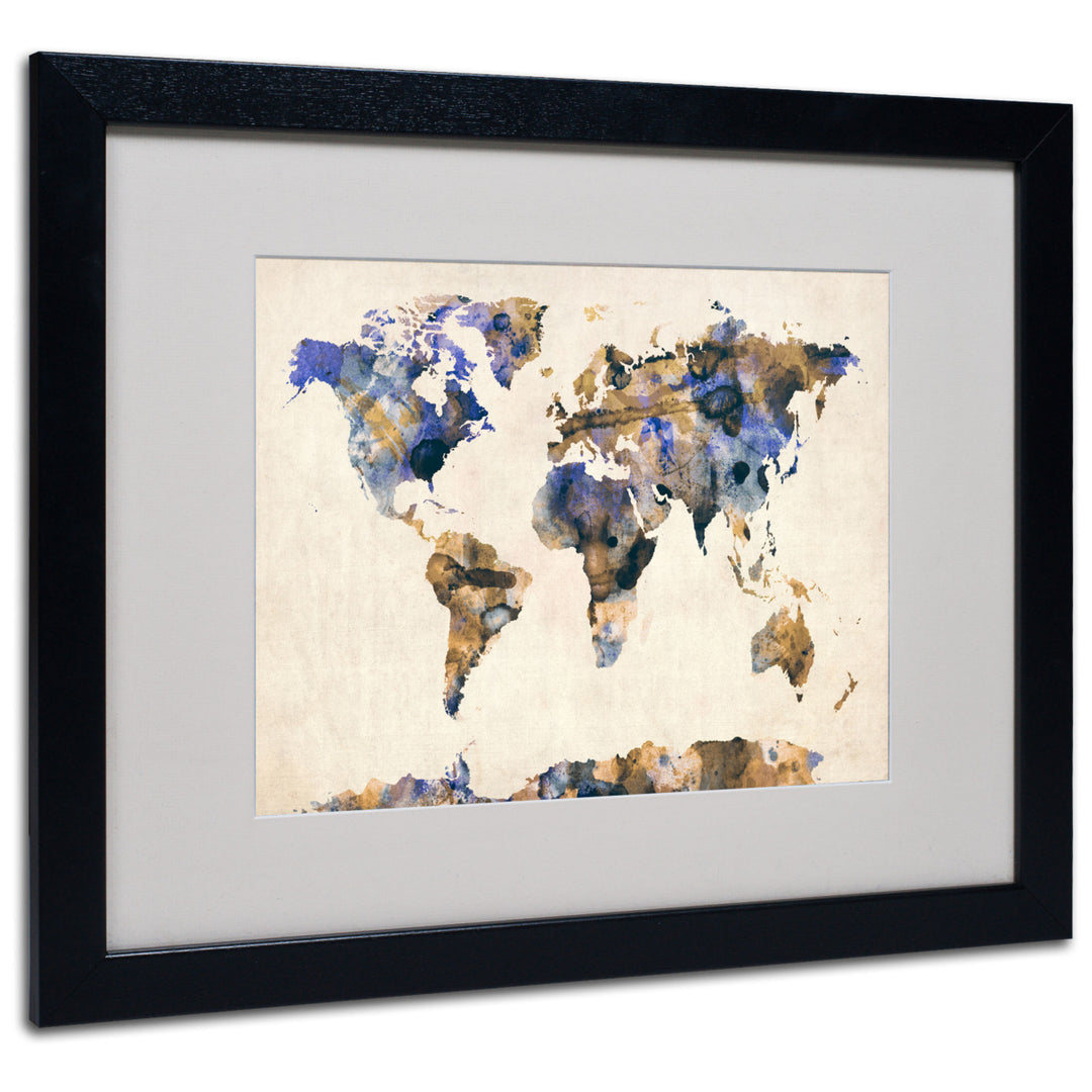 Michael Tompsett Watercolor Map 3 Black Wooden Framed Art 18 x 22 Inches Image 1