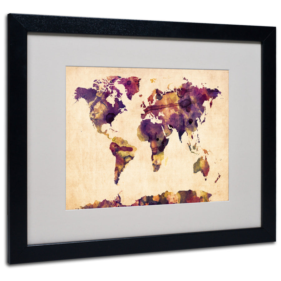 Michael Tompsett Watercolor Map 2 Black Wooden Framed Art 18 x 22 Inches Image 1