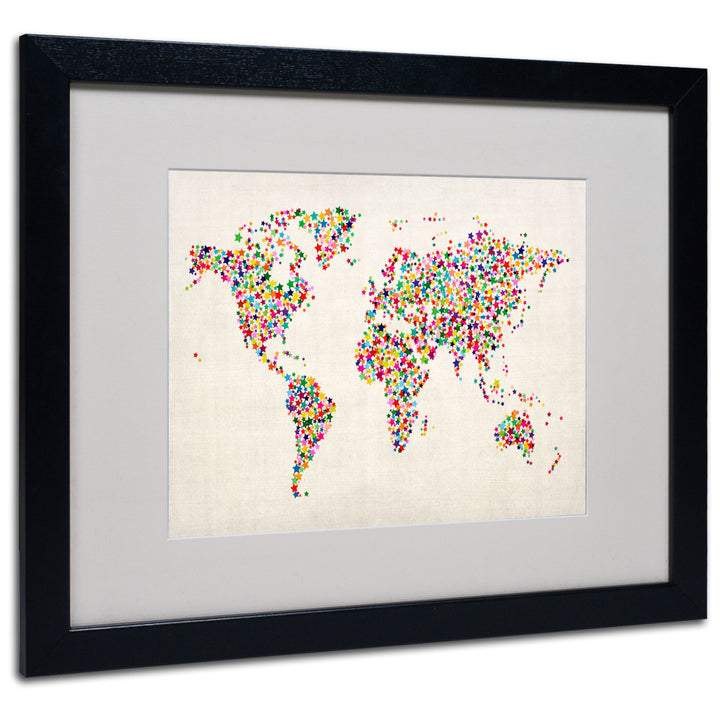 Michael Tompsett Stars World Map 2 Black Wooden Framed Art 18 x 22 Inches Image 1