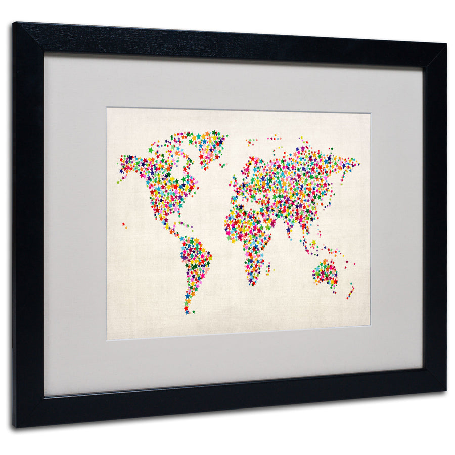 Michael Tompsett Stars World Map 2 Black Wooden Framed Art 18 x 22 Inches Image 1