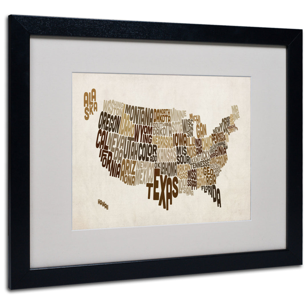 Michael Tompsett USA States Text Map 2 Black Wooden Framed Art 18 x 22 Inches Image 1