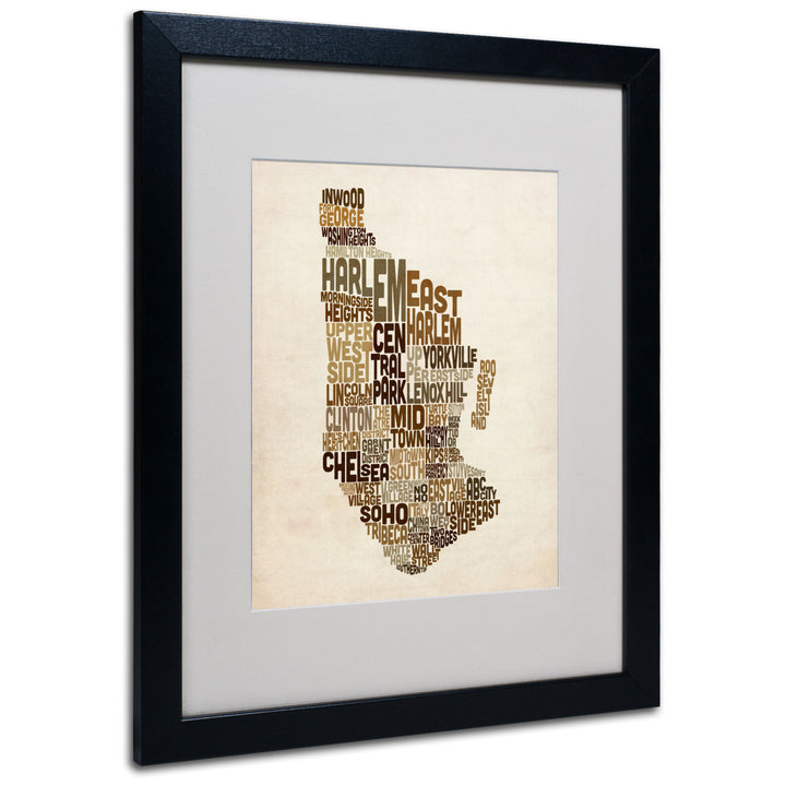 Michael Tompsett Manhattan Text Map Black Wooden Framed Art 18 x 22 Inches Image 1