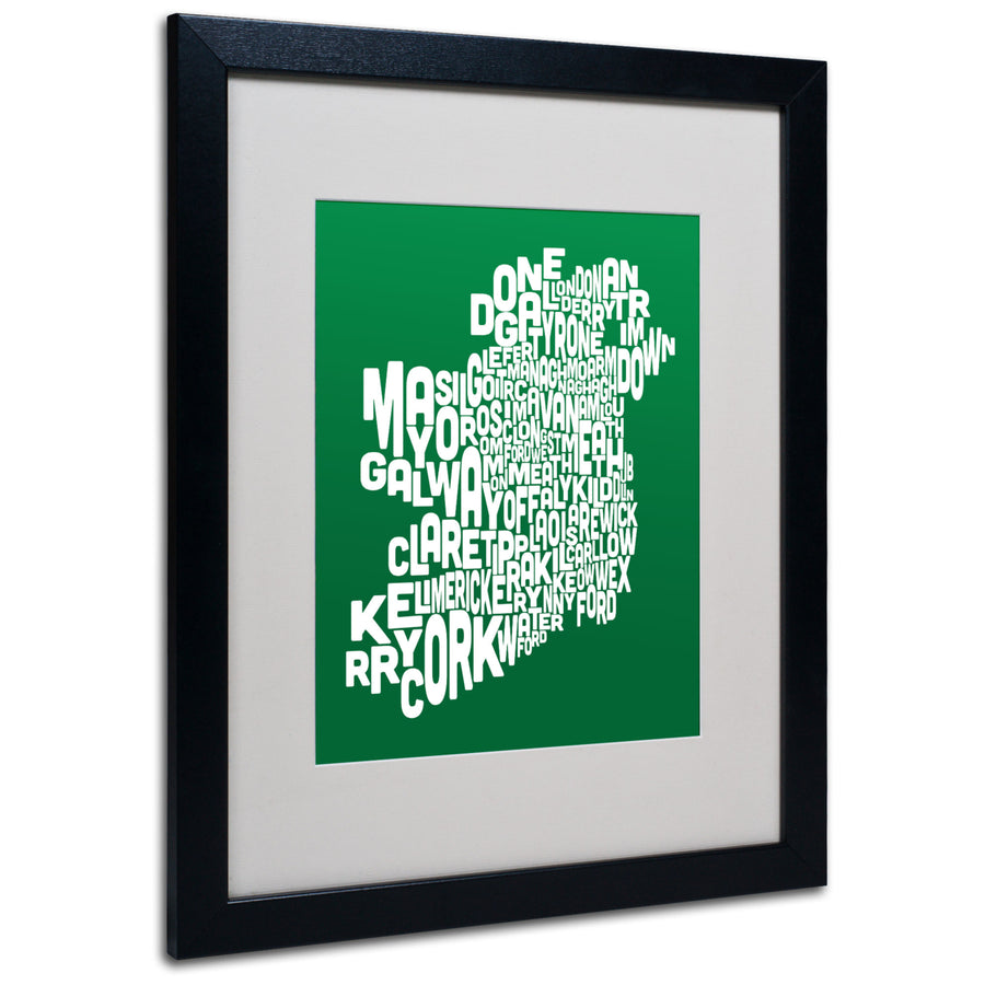 Michael Tompsett FOREST-Ireland Text Map Black Wooden Framed Art 18 x 22 Inches Image 1