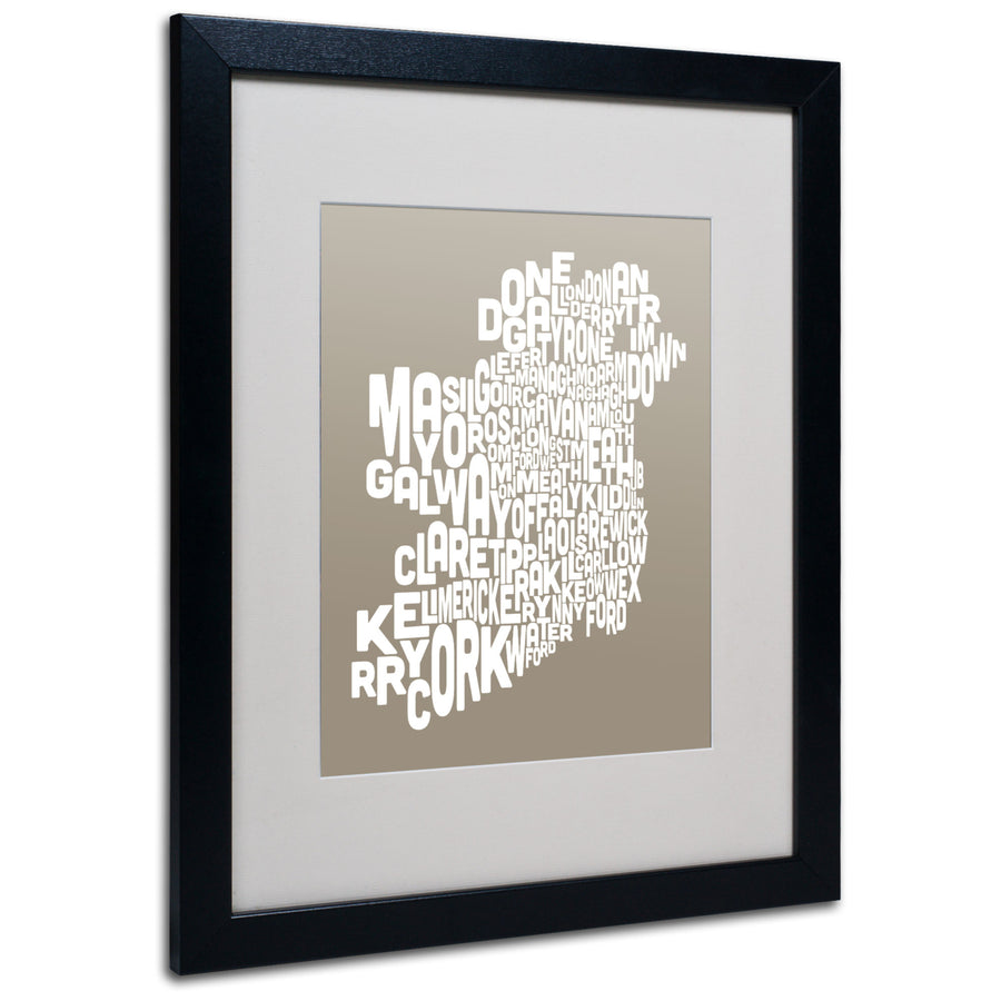Michael Tompsett TAUPE-Ireland Text Map Black Wooden Framed Art 18 x 22 Inches Image 1