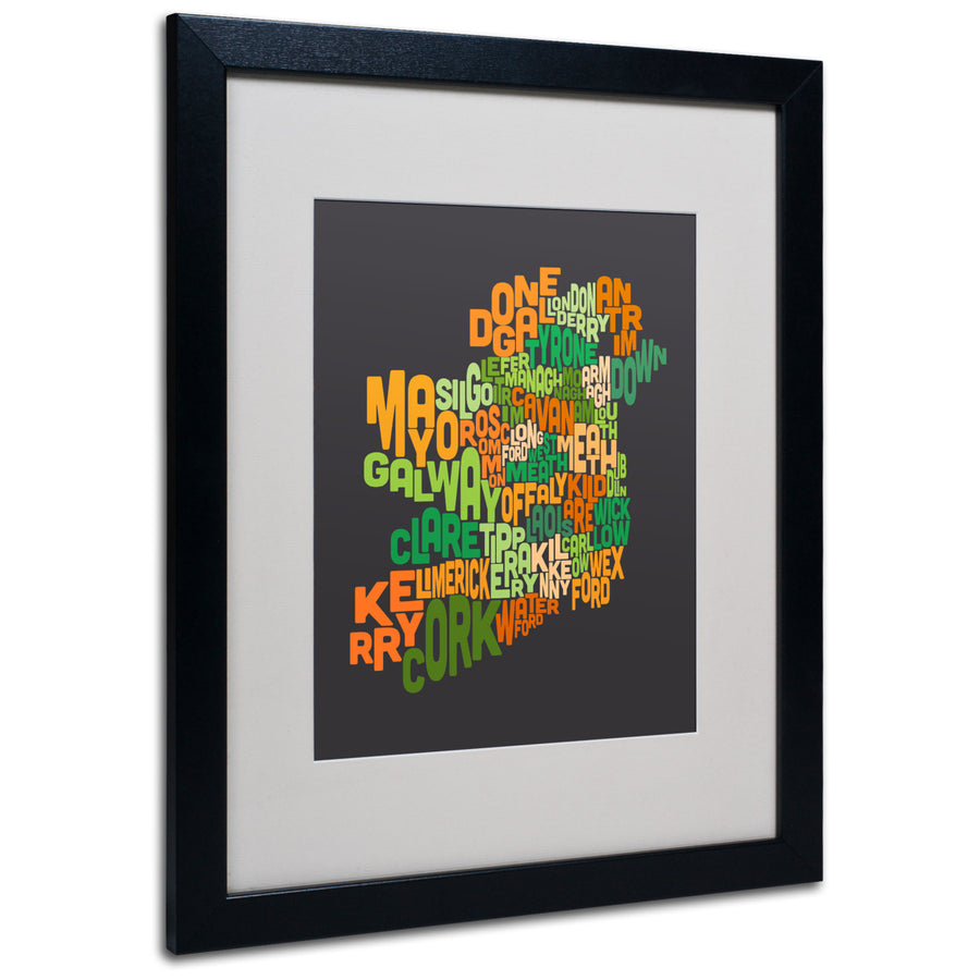 Michael Tompsett Ireland Text Map 6 Black Wooden Framed Art 18 x 22 Inches Image 1
