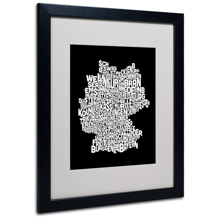 Michael Tompsett Germany Regions Map Black Wooden Framed Art 18 x 22 Inches Image 1