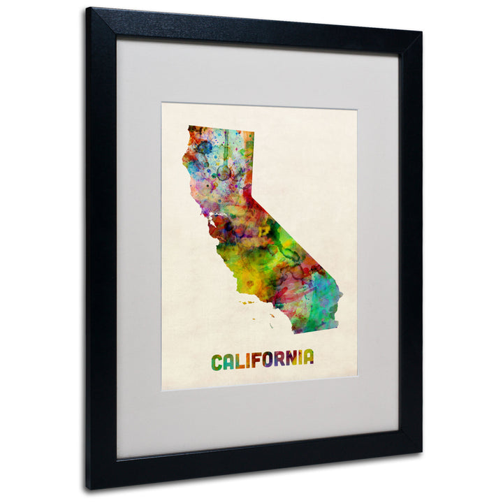 Michael Tompsett California Map Black Wooden Framed Art 18 x 22 Inches Image 1