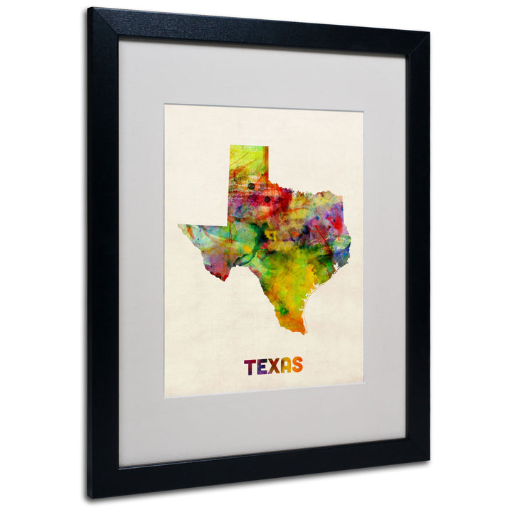 Michael Tompsett Texas Map Black Wooden Framed Art 18 x 22 Inches Image 1