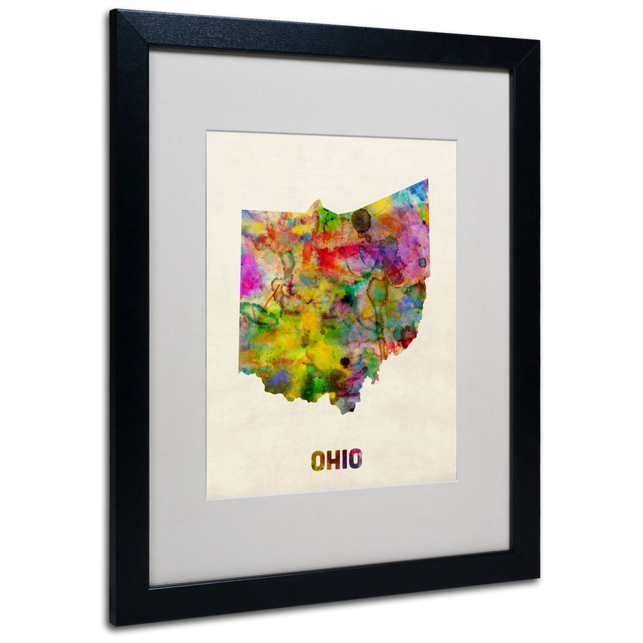 Michael Tompsett Ohio Map Black Wooden Framed Art 18 x 22 Inches Image 1