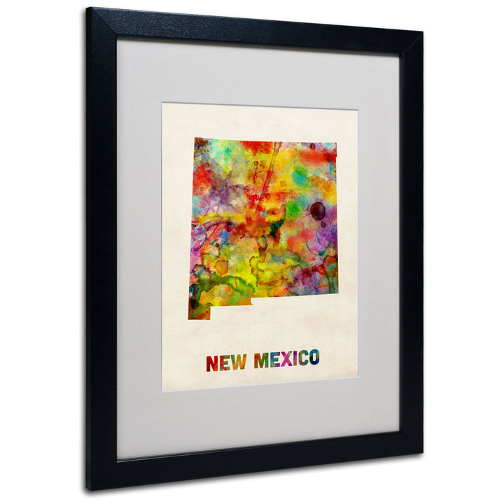 Michael Tompsett  Mexico Map Black Wooden Framed Art 18 x 22 Inches Image 1
