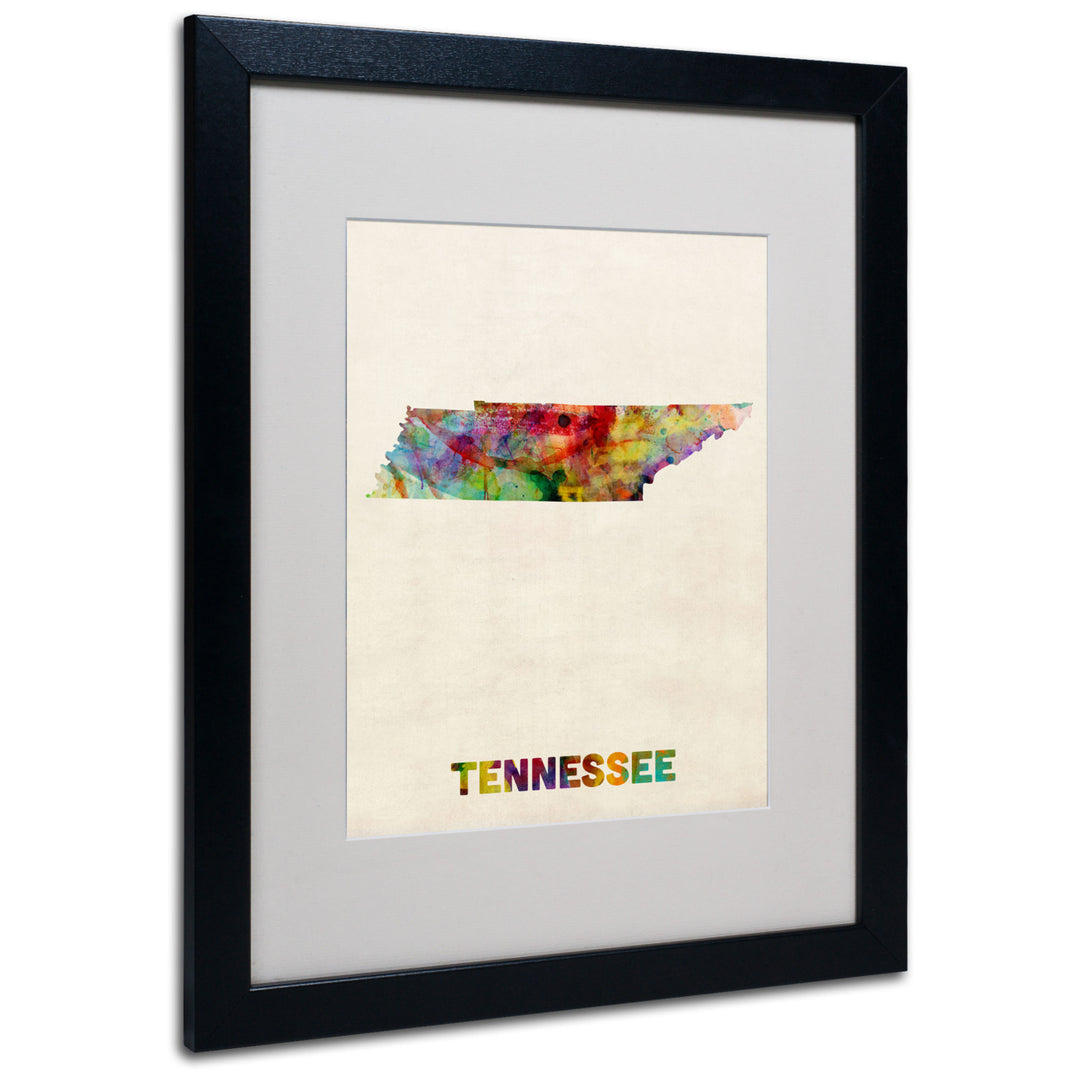 Michael Tompsett Tennessee Map Black Wooden Framed Art 18 x 22 Inches Image 1