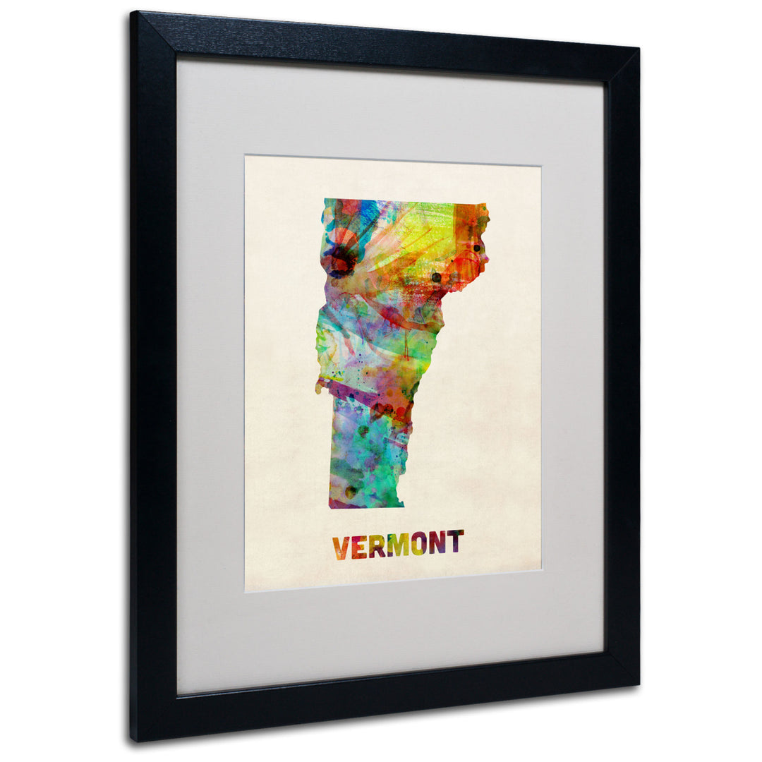Michael Tompsett Vermont Map Black Wooden Framed Art 18 x 22 Inches Image 1