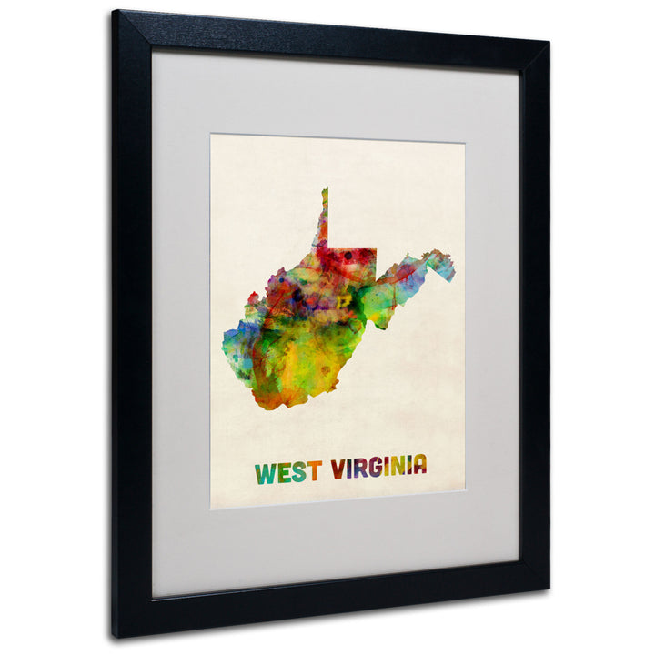 Michael Tompsett West Virginia Map Black Wooden Framed Art 18 x 22 Inches Image 1