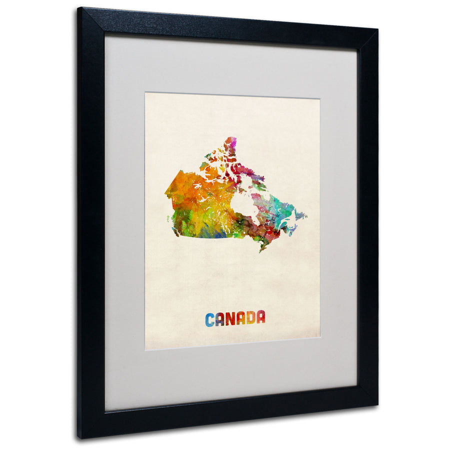 Michael Tompsett Canada Watercolor Map Black Wooden Framed Art 18 x 22 Inches Image 1
