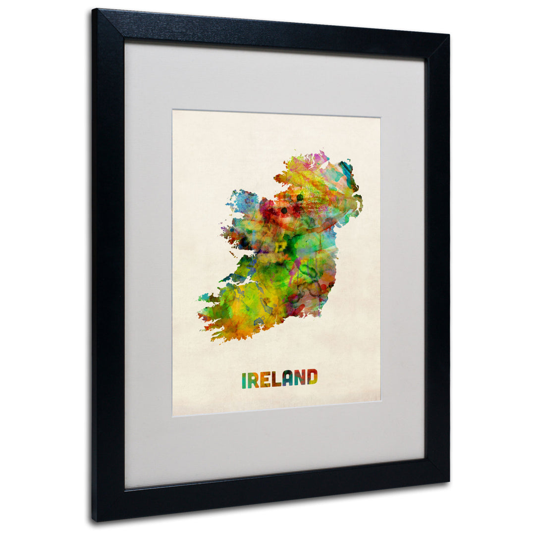 Michael Tompsett Ireland Watercolor Map Black Wooden Framed Art 18 x 22 Inches Image 1