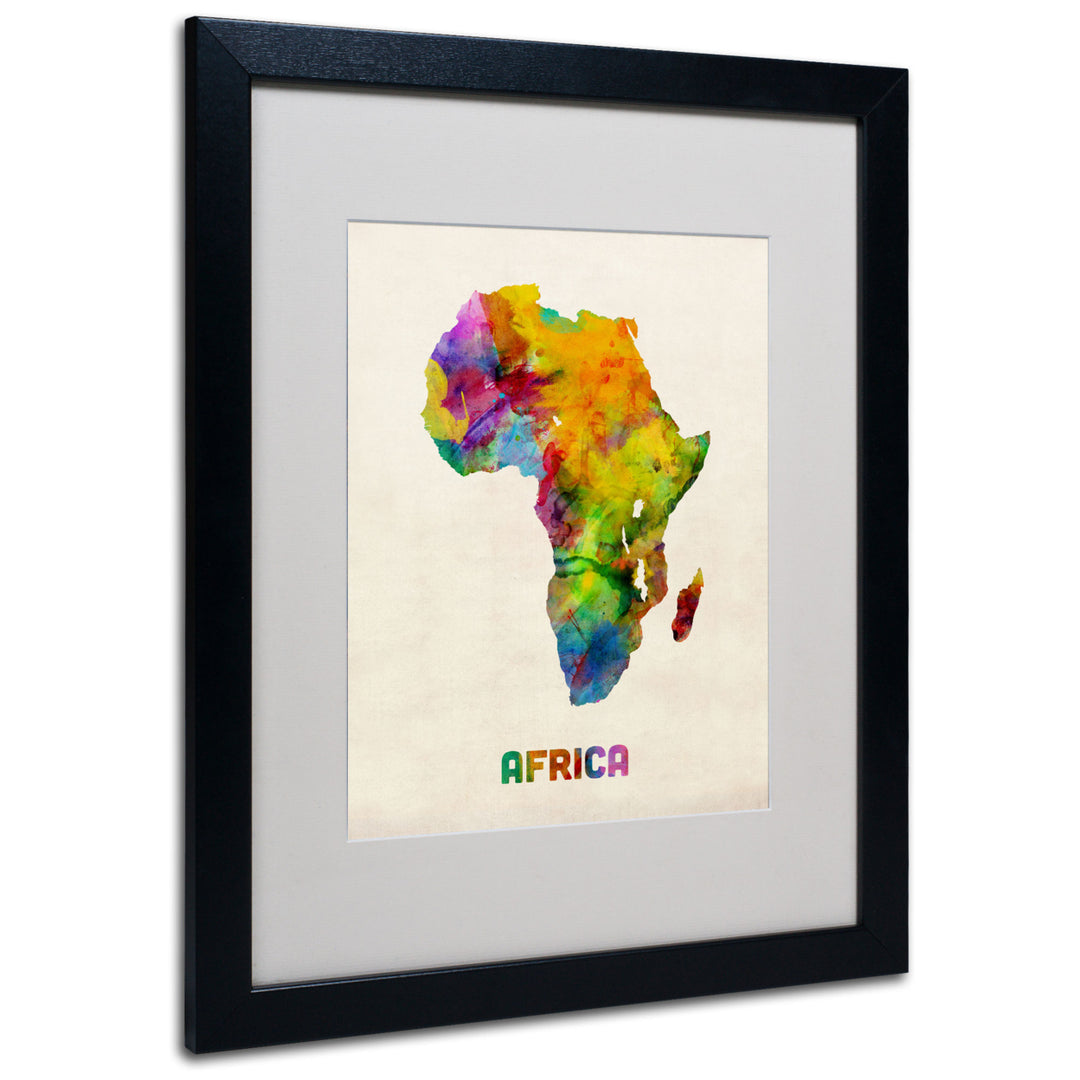 Michael Tompsett Africa Watercolor Map Black Wooden Framed Art 18 x 22 Inches Image 1