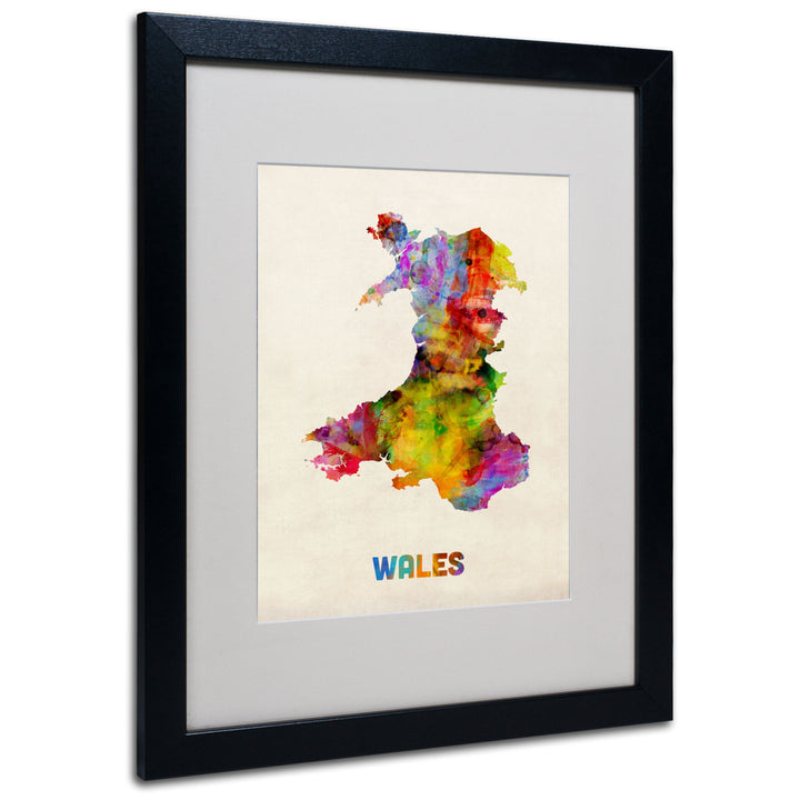 Michael Tompsett Wales Watercolor Map Black Wooden Framed Art 18 x 22 Inches Image 1