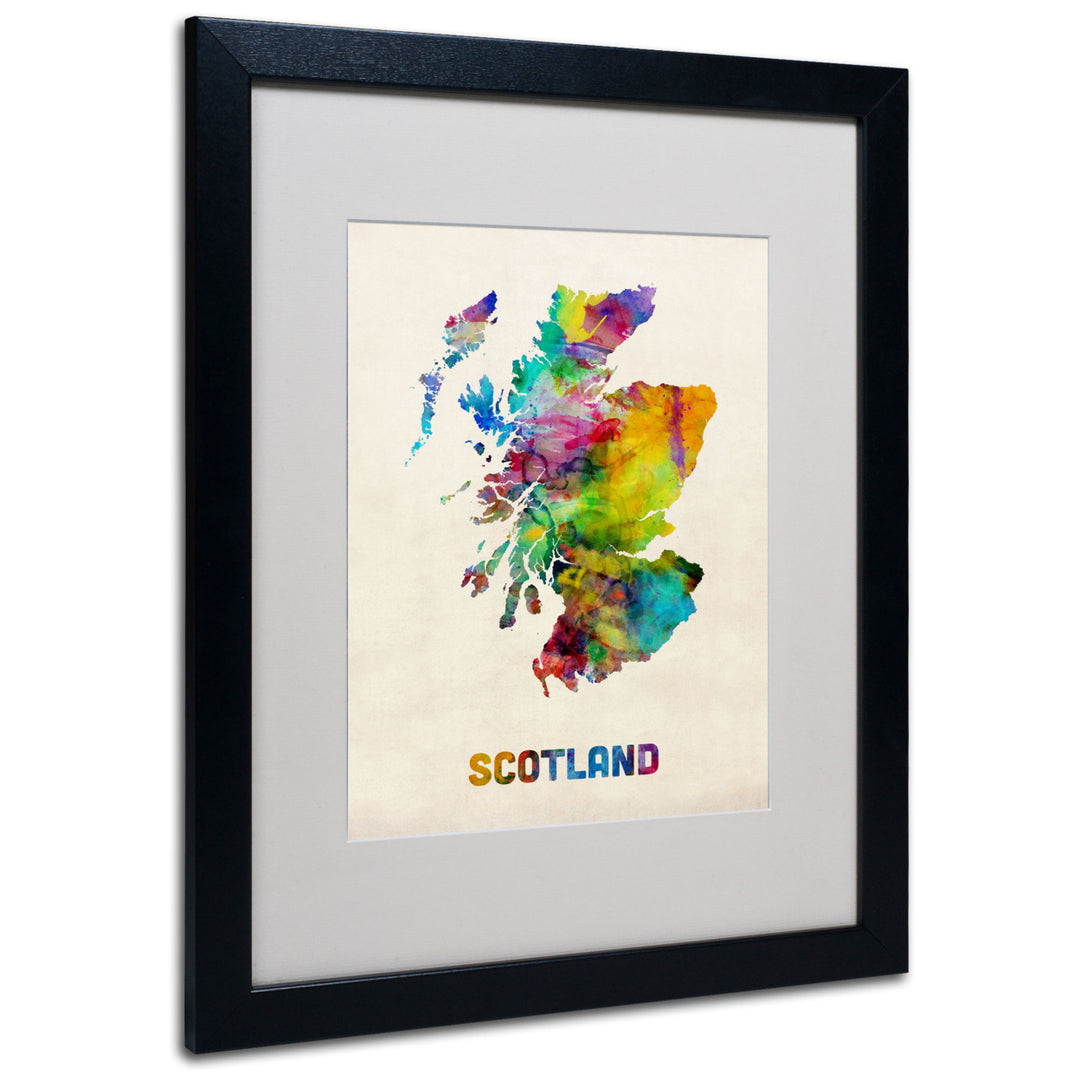 Michael Tompsett Scotland Watercolor Map Black Wooden Framed Art 18 x 22 Inches Image 1