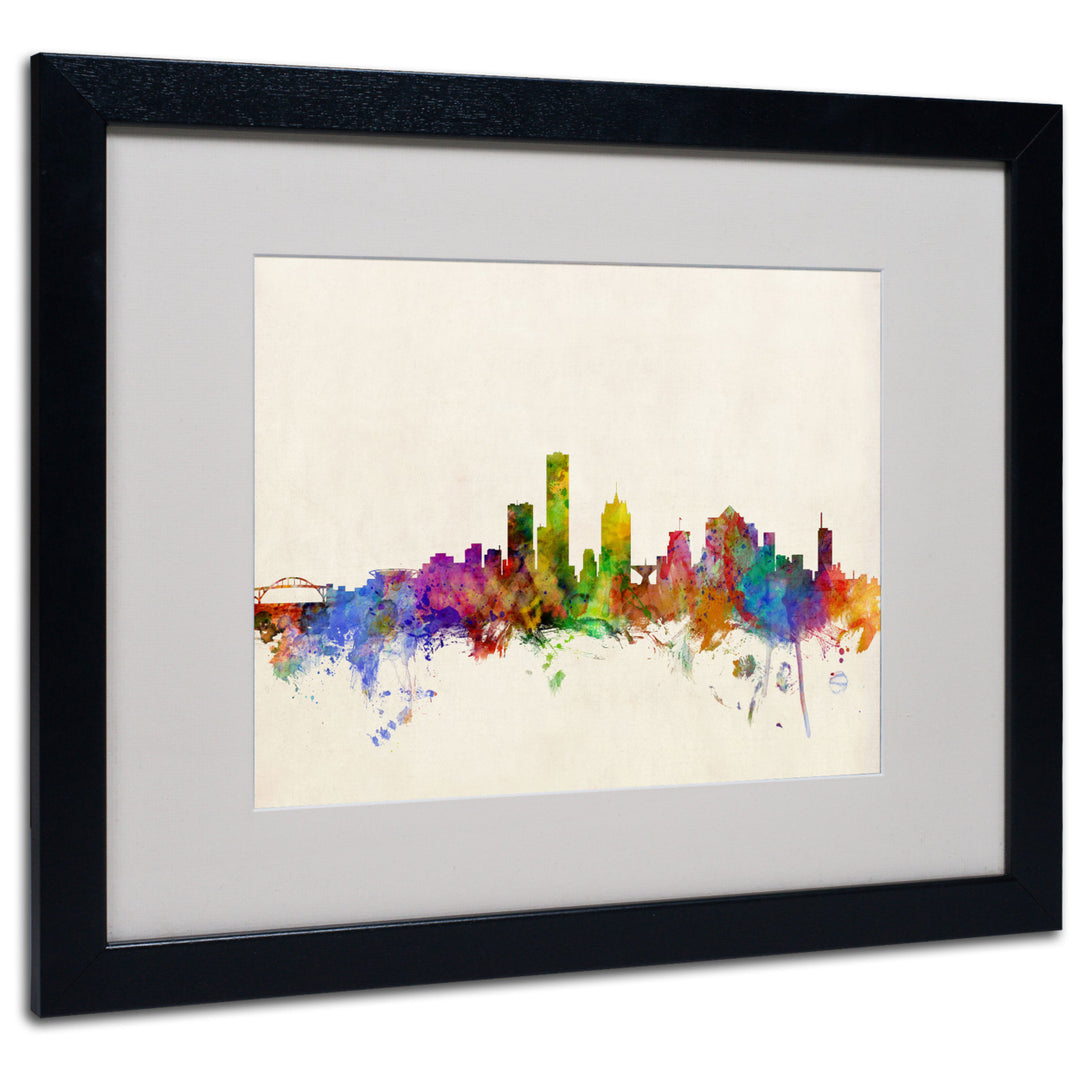 Michael Tompsett Milwaukee Skyline Black Wooden Framed Art 18 x 22 Inches Image 1