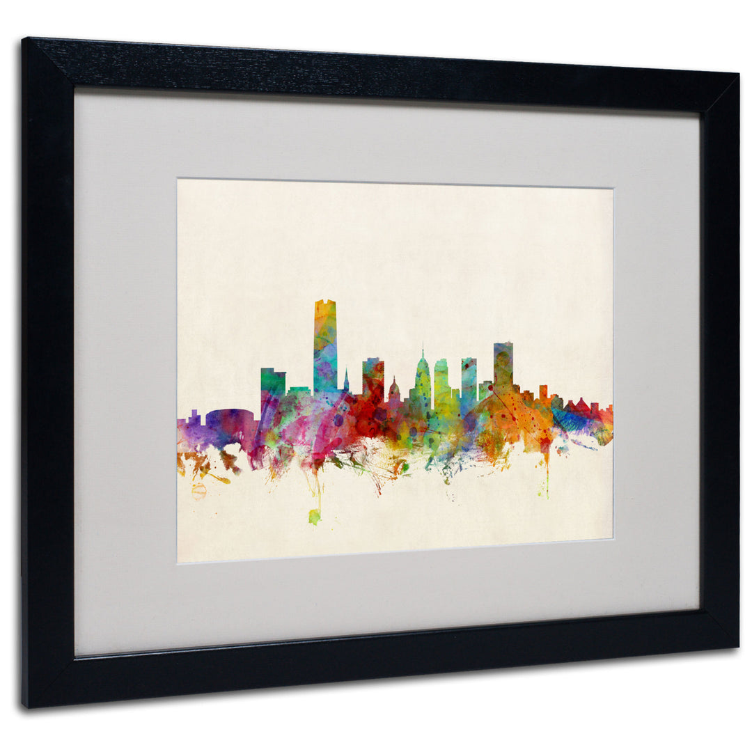 Michael Tompsett Oklahoma City Skyline Black Wooden Framed Art 18 x 22 Inches Image 1