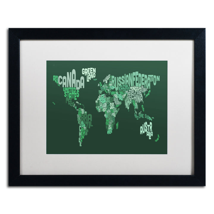 Michael Tompsett Text Map of the World Black Wooden Framed Art 18 x 22 Inches Image 1